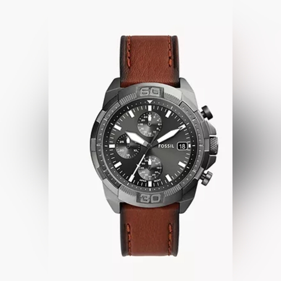 NEW Fossil Bronson Chronograph Brown Litehide Leather Watch - Picture 1 of 7